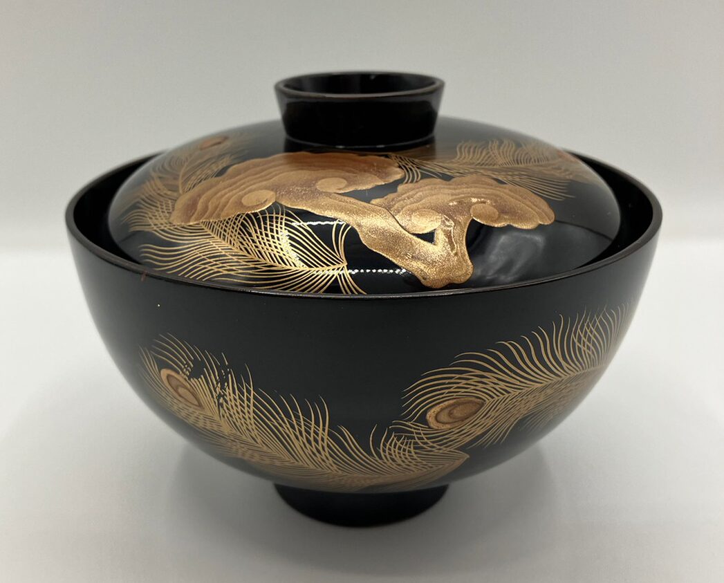 時代孔雀霊芝蒔絵吸物椀 十客組 - kaji