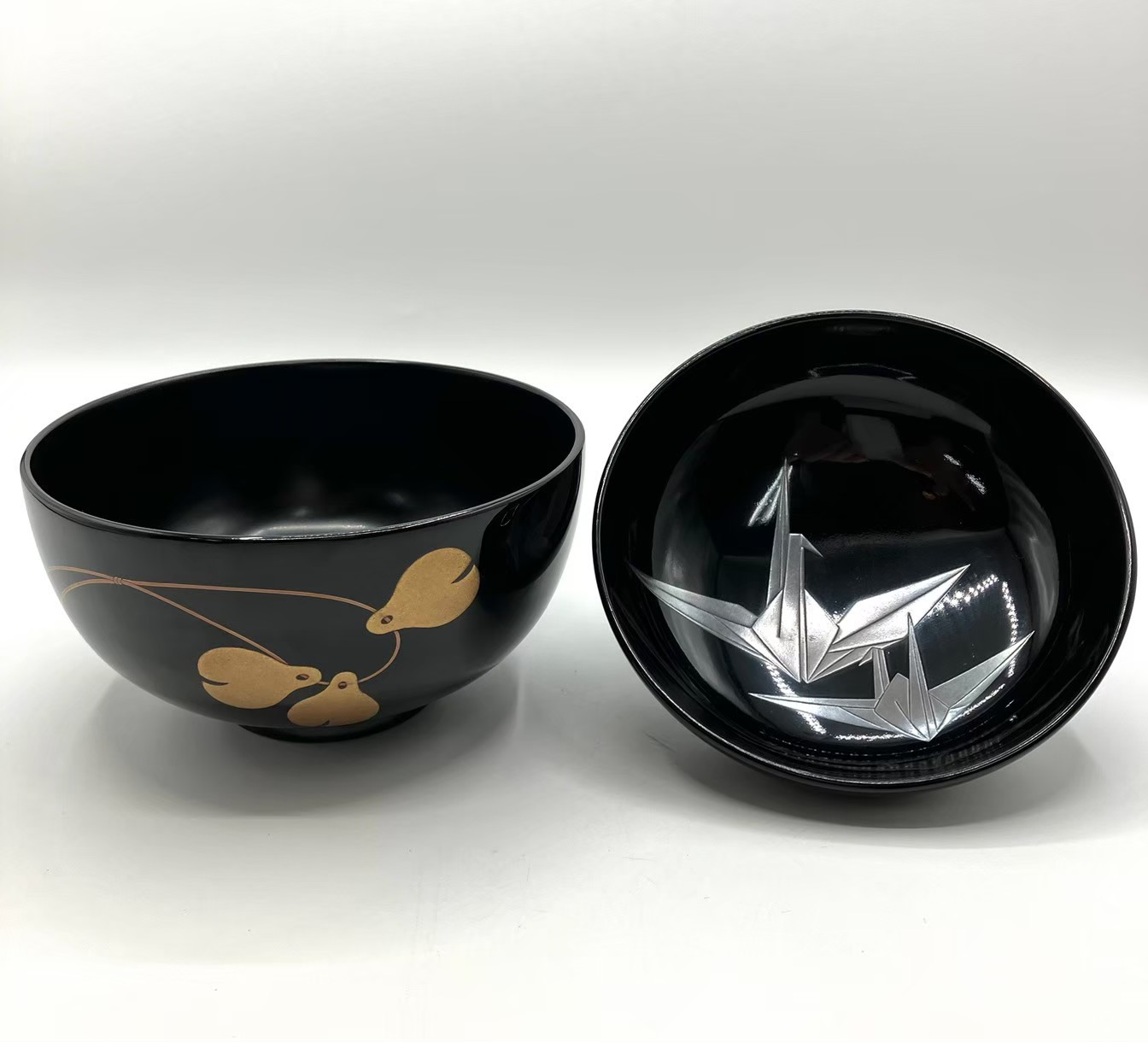 10客 うつわ店 見返し付吸い物椀 賢祥堂 武蔵野蒔絵 吸物椀 - E1482 
