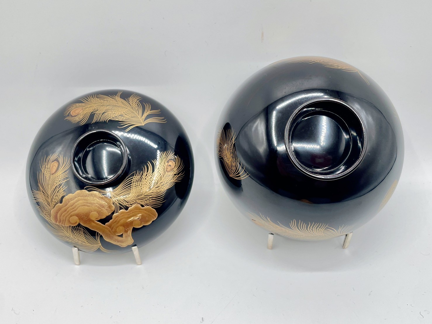 時代孔雀霊芝蒔絵吸物椀 十客組 - kaji