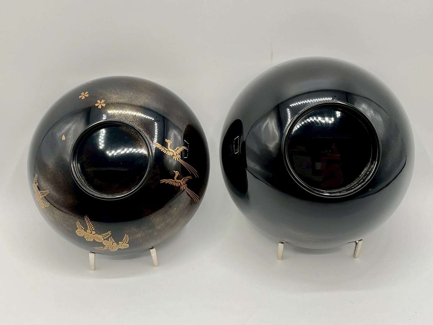 金沢塗師 久世双〇 熨斗と折り鶴 金蒔絵 吸物椀 十客 天然木漆塗 五代 